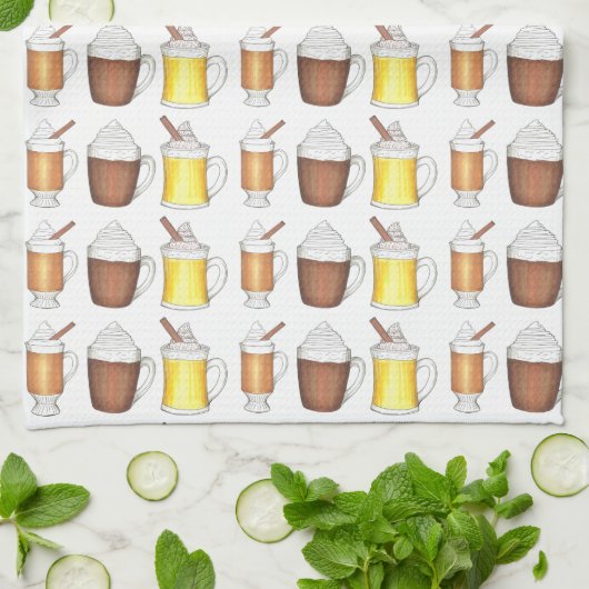 ホリデーエッグノグココアバター付きラムクリスマスフード キッチンタオル (折り畳み)