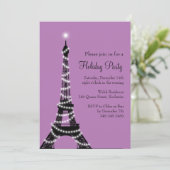 ホリデーエッフェルタワー招待状パープル 招待状 (スタンド正面)