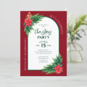 ホリデーエレガントグリーンリークリスマスパーティー 招待状 (スタンド正面)