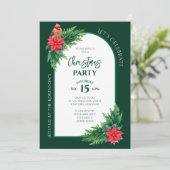 ホリデーエレガントグリーンリークリスマスパーティー 招待状 (スタンド正面)