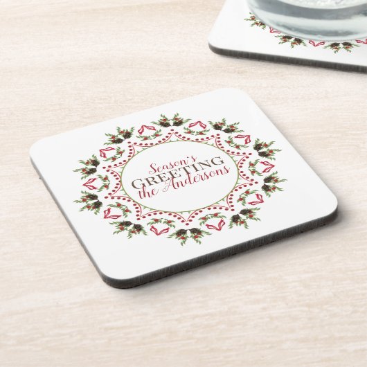 ホリデーエレガントサークルマンダラクリスマス名 コースター (左側)
