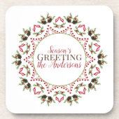 ホリデーエレガントサークルマンダラクリスマス名 コースター (正面)