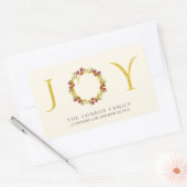 ホリデーエレガントジョイ金ゴールドリース差出人住所 長方形シール (封筒)