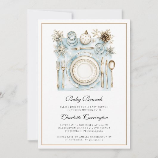 ホリデーエレガントベビーブルンチベビーシャワー招待状 招待状 (正面)