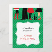 ホリデーオフィスパーティの招待状はがき インビテーションポストカード (正面/裏面)