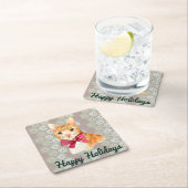 ホリデーオレンジ虎猫 スクエアペーパーコースター (インサイチュ)