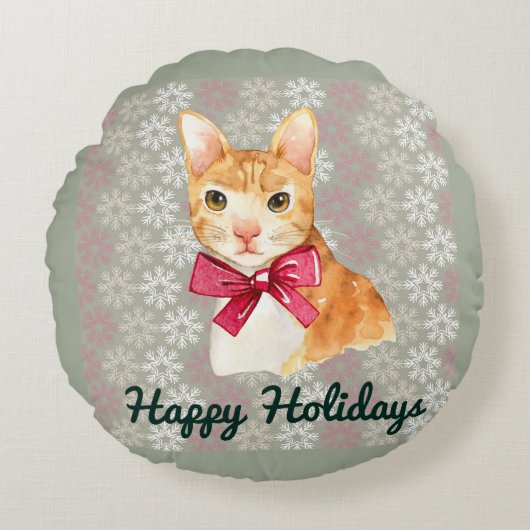 ホリデーオレンジ虎猫 ラウンドクッション (正面)