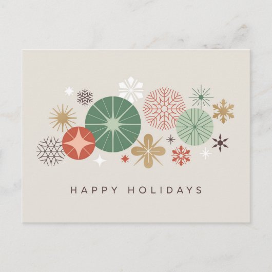 ホリデーオーナメントと星 シーズンポストカード (正面)