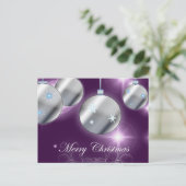 ホリデーオーナメントパープルクリスマス シーズンポストカード (スタンド正面)
