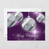 ホリデーオーナメントパープルクリスマス シーズンポストカード (正面/裏面)