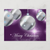ホリデーオーナメントパープルクリスマス シーズンポストカード (正面)