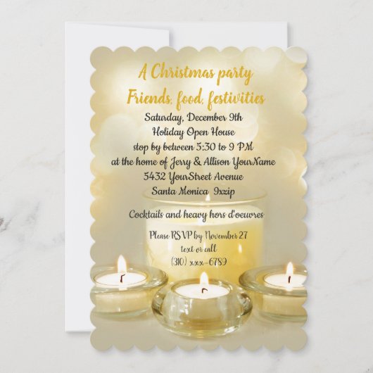 ホリデーオープンハウスカクテルパーティーゴールデンキャンドル 招待状 (正面)