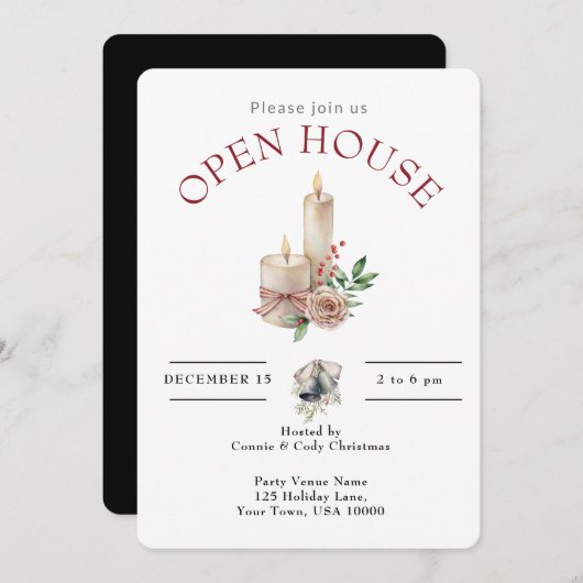ホリデーオープンハウスクリスマスキャンドル 招待状 (正面/裏面)