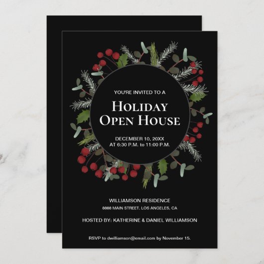ホリデーオープンハウスホリーリースフェスティバルファミリー 招待状 (正面/裏面)