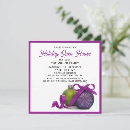 ホリデーオープンハウスミニマルモダンリストクリスマス 招待状 (スタンド正面)