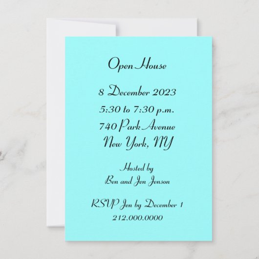 ホリデーオープンハウス招待状 招待状 (裏面)