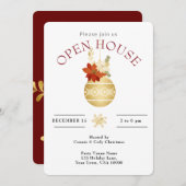 ホリデーオープンハウス金ゴールドクリスマスオーナメント 招待状 (正面/裏面)