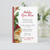 ホリデーオープンハウス レッドグリッター サンタ ホリー 招待状 (スタンド正面)