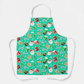 ホリデーオールオーバープリントエプロン、ミディアムエプロン エプロン (正面)