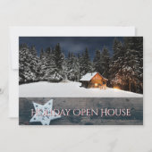 ホリデーオ素朴ープンハウスパーティースノーキャビン 招待状 (正面)