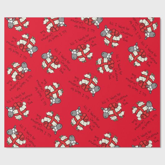 ホリデーカおもしろいウトな羊のクリスマス漫画 ラッピングペーパー (フラット)