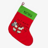 ホリデーカおもしろいウトな羊のクリスマス漫画 ラージクリスマスストッキング (正面 (吊り時))