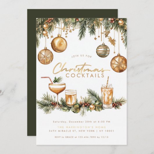 ホリデーカクテルクリモダンスエレガントマスパーティー 招待状 (正面/裏面)
