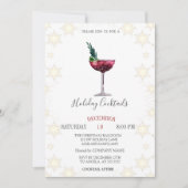 ホリデーカクテルスノーフレーク会社クリスマス 招待状 (正面)