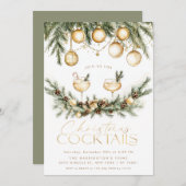 ホリデーカクテルドリンクモダンクリスマスパーティー 招待状 (正面/裏面)