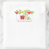 ホリデーカクテルパーティの招待状ステッカー 楕円形シール (バッグ)