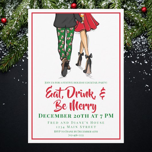 ホリデーカクテルパーティの招待状 | フェスティバルカップル 招待状