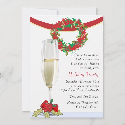 ホリデーカクテルパーティの招待状 招待状 (正面)