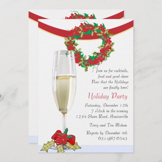 ホリデーカクテルパーティの招待状 招待状 (正面/裏面)