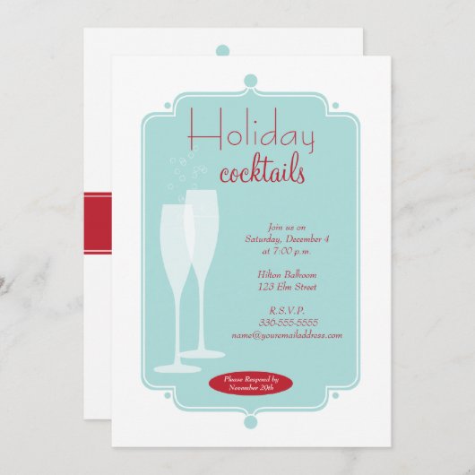 ホリデーカクテルパーティの招待状 招待状 (正面/裏面)