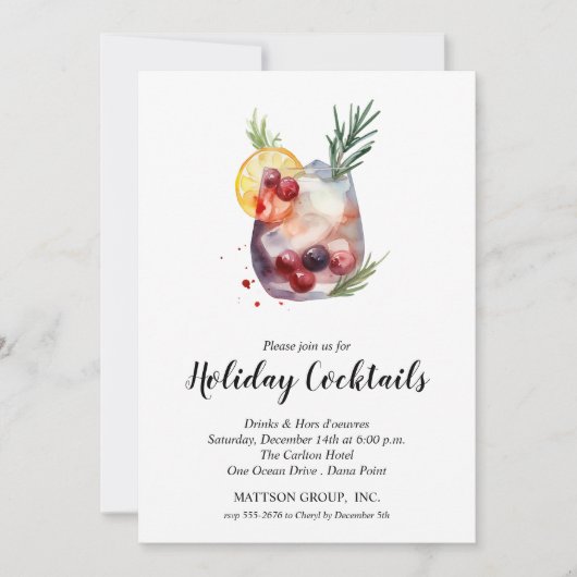 ホリデーカクテルフェスティバルクリスマスパーティー 招待状 (正面)
