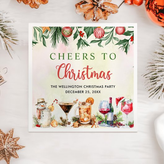 ホリデーカクテルフェスティバルドリンクスクリスマスパーティー スタンダードカクテルナプキン