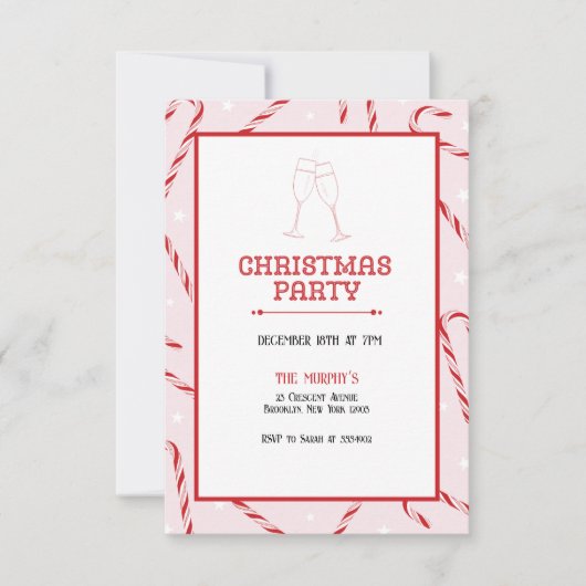 ホリデーカクテルフェスティバルドリンクスクリスマスパーティー 招待状 (正面)