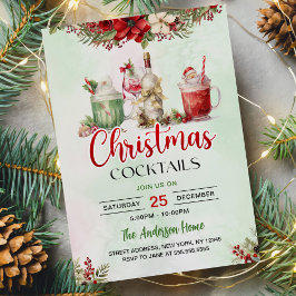 ホリデーカクテルフェスティバルドリンクスクリスマスパーティー 招待状