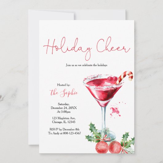 ホリデーカクテルホリデー応援クリスマスパーティー 招待状 (正面)