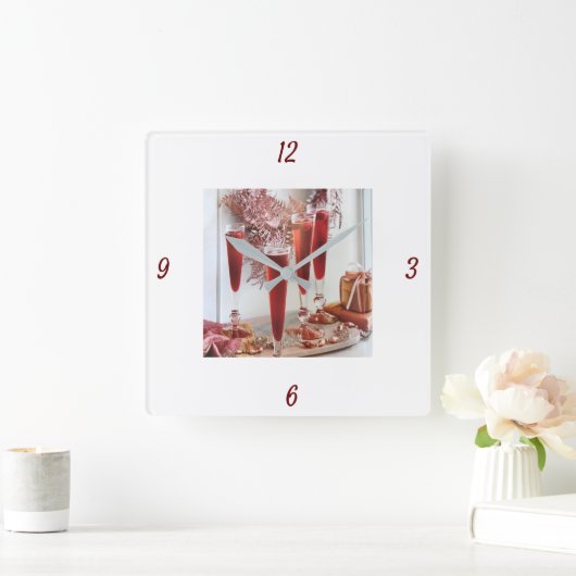 「ホリデーカクテル」クリスマスクロック スクエア壁時計 (ホーム)