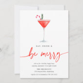 ホリデーカクテル | 食べ飲み物&ビーメリーパーティー 招待状 (正面)