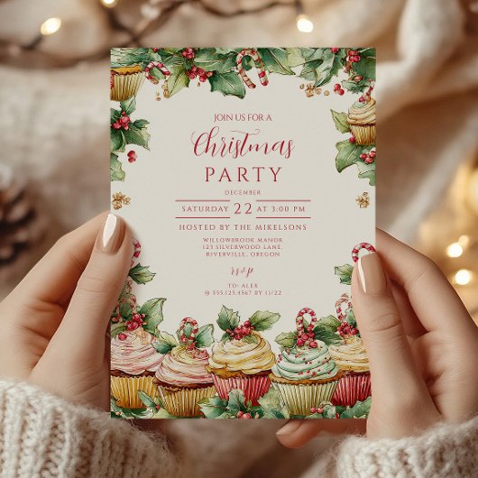 ホリデーカップケーキの喜び クリスマス 招待状