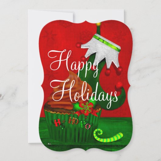 ホリデーカップケーキウィムジーパーソナライズされたカップケーキパーティー 招待状 (正面)