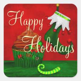 ホリデーカップケーキウィムゼーパーソナライズされた スクエアシール