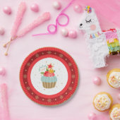 ホリデーカップケーキクリスマスプレート ペーパープレート (パーティー)