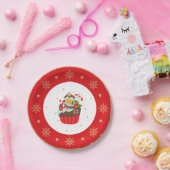 ホリデーカップケーキクリスマスプレート ペーパープレート (パーティー)