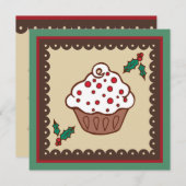 ホリデーカップケーキ招待状 招待状 (正面/裏面)