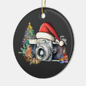 ホリデーカメラフォトグラファーのカード セラミックオーナメント (左)