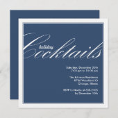 ホリデーカモダンクテルパーティの招待状ブルー 招待状 (正面/裏面)