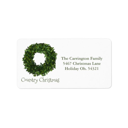 ホリデーカントリークリスマスリースアドレスクリスマス ラベル (正面)